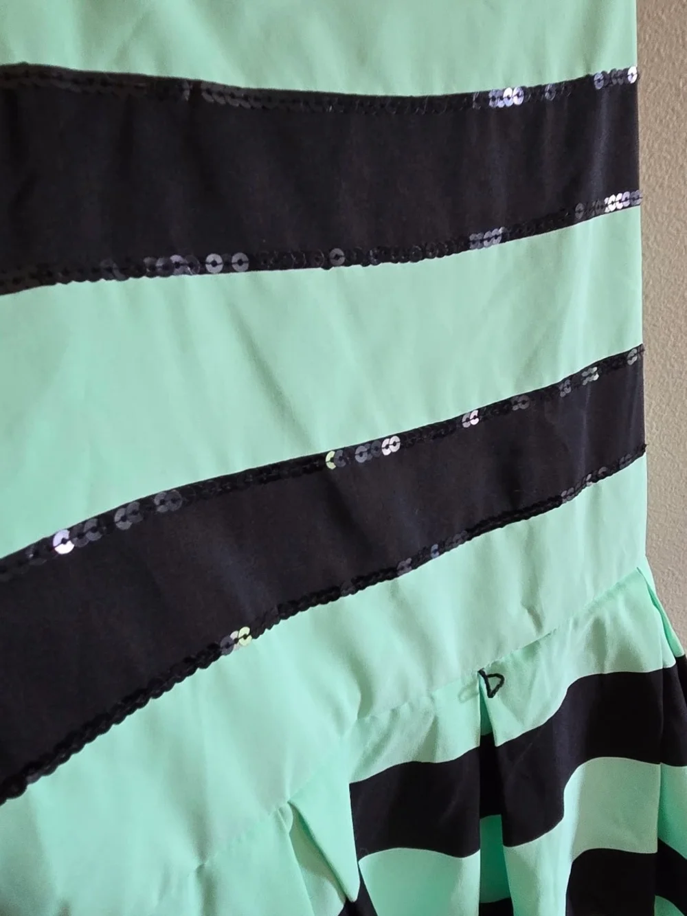 Justice Mint and Black Striped Fit-and-Flare Dress Size 10